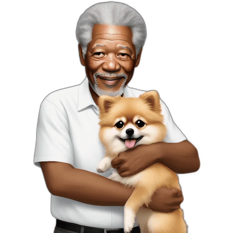 morgan freeman hugs Pomeranian emoji