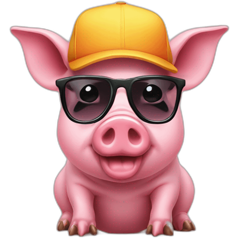 Pig with sunglasses and cap emoji