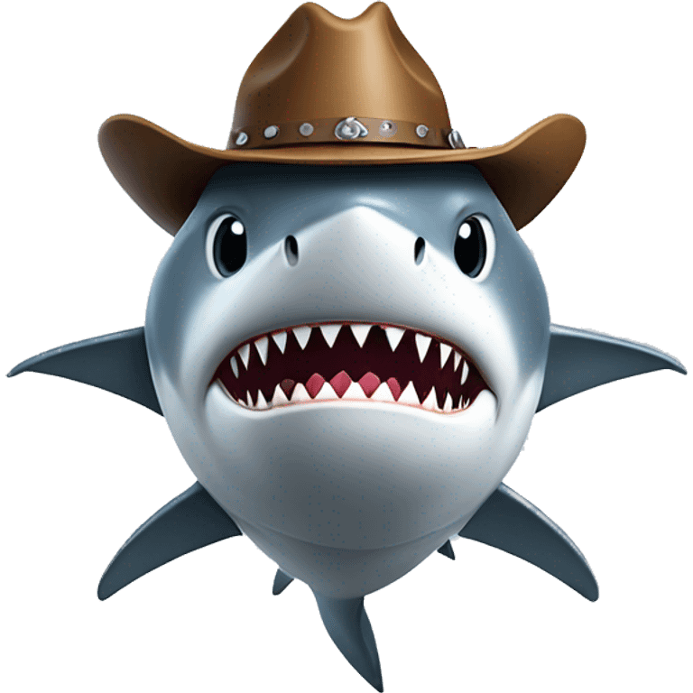 Shark with cowboy hat and small arms emoji