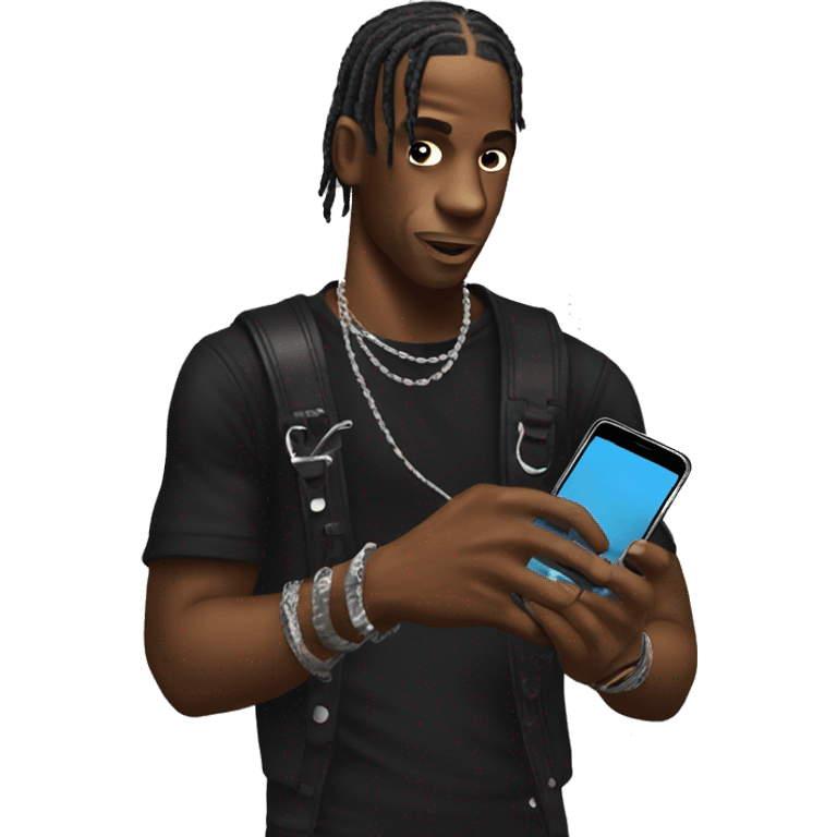 travis scott with a phone in his hand emoji