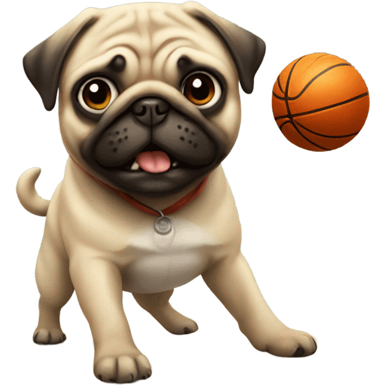 Pug playing basketball emoji