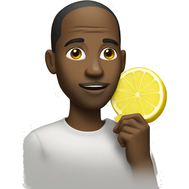 Black guy eating lemon emoji