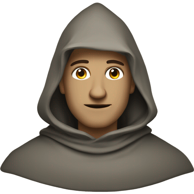 “14th-century man in a tunic, cloak, and hood, medieval style, emoji design.” emoji