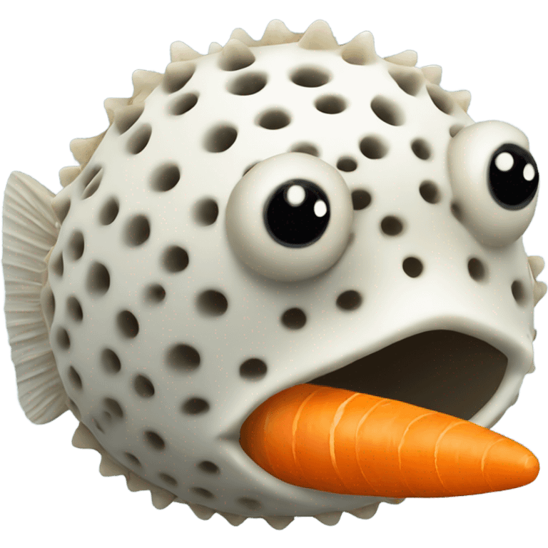 pufferfish eating a carrot emoji