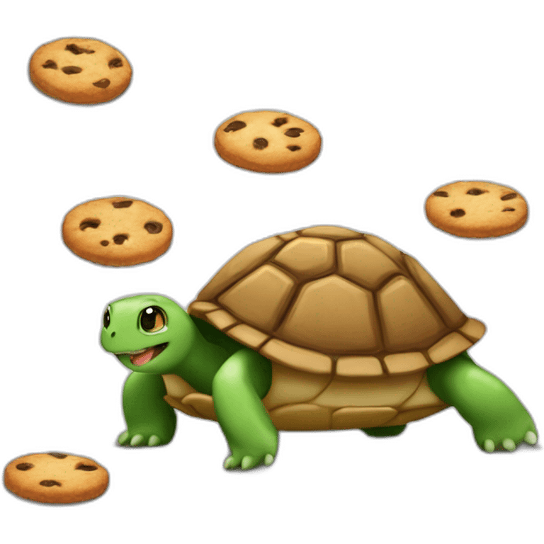 Chat sur une tortue qui manger des cookies emoji