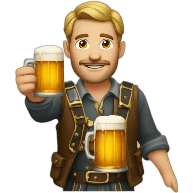 a German mason with full beer mug emoji