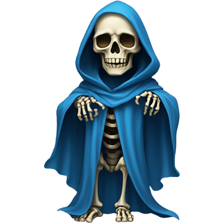 skeleton wearing blue cloak and hood emoji