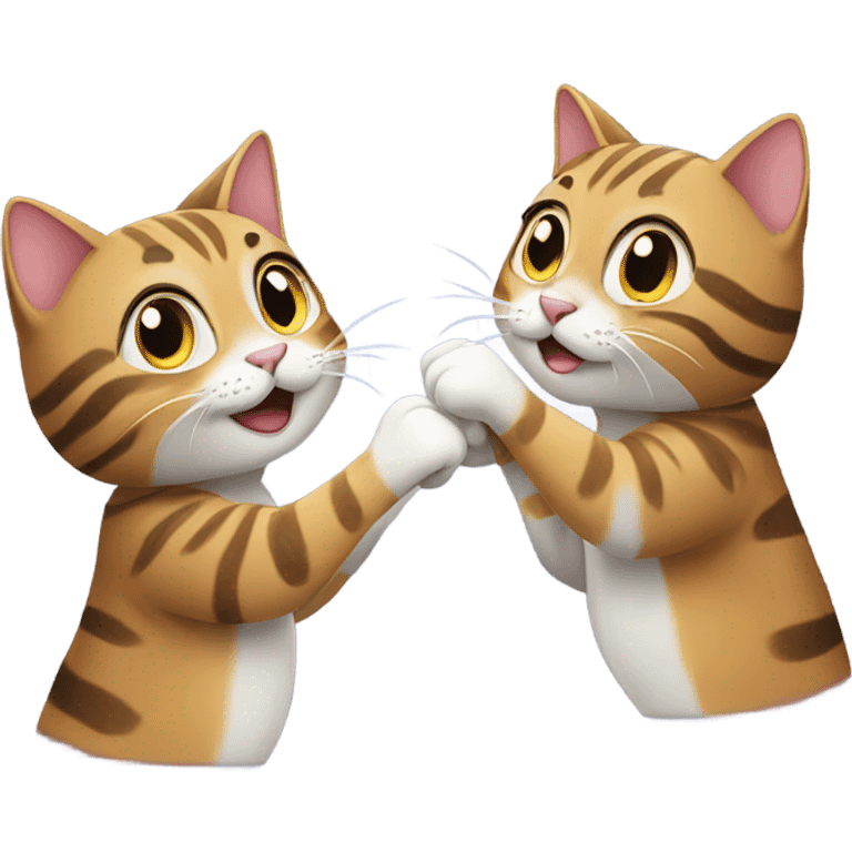 Two tabby cats high fiving  emoji