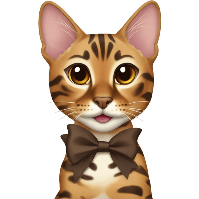 2 bengal cats with brown bow emoji