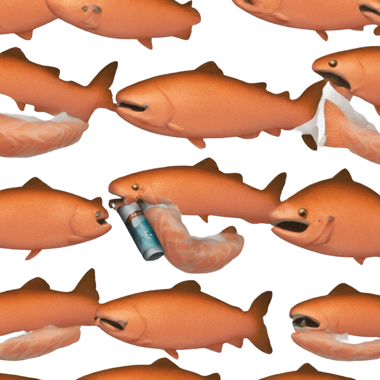 Salmon smoking ciggy emoji