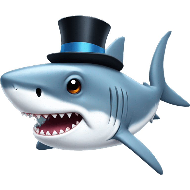 Shark with a top hat emoji