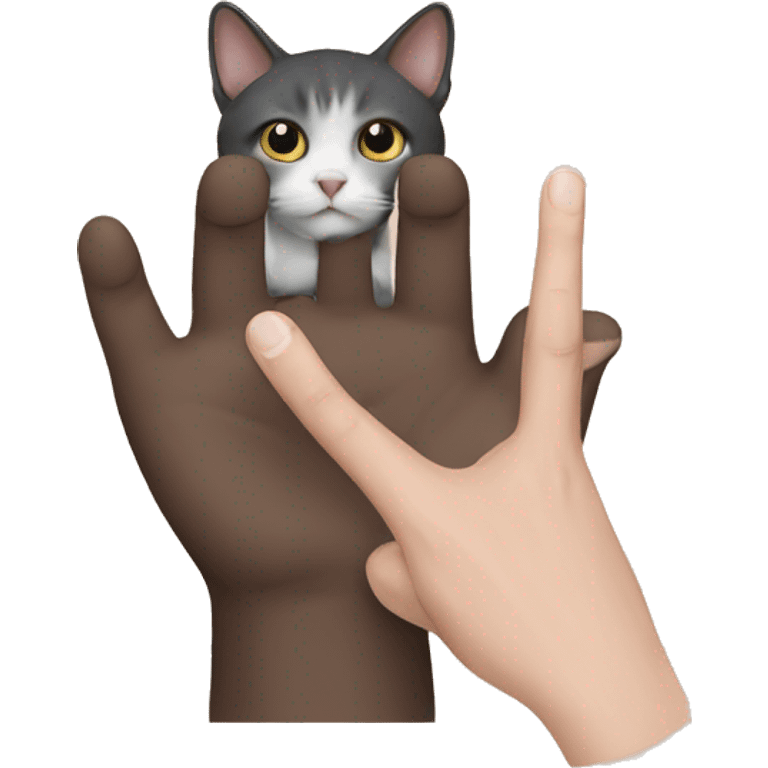 Human and cat hand  emoji