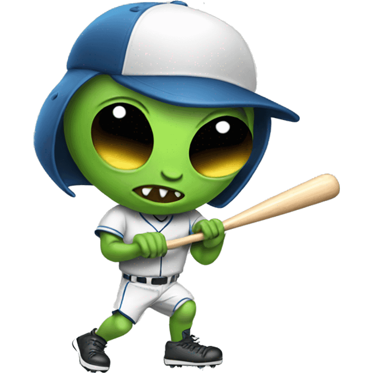 Alien playing baseball emoji