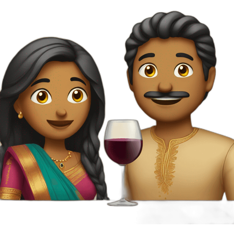 indian couple drinking wine emoji