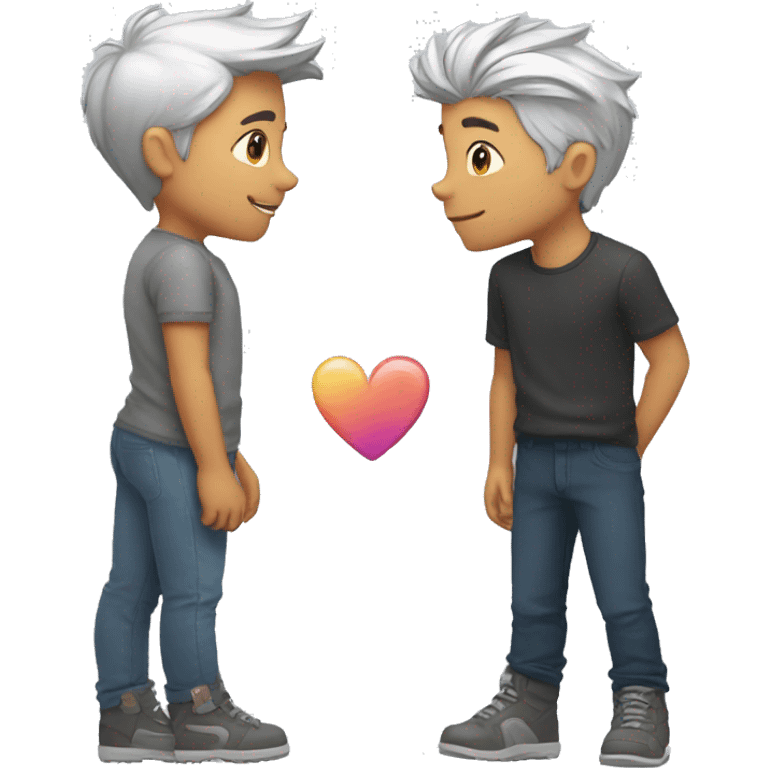 Gay couple, silver fox, younger boy, kissing emoji