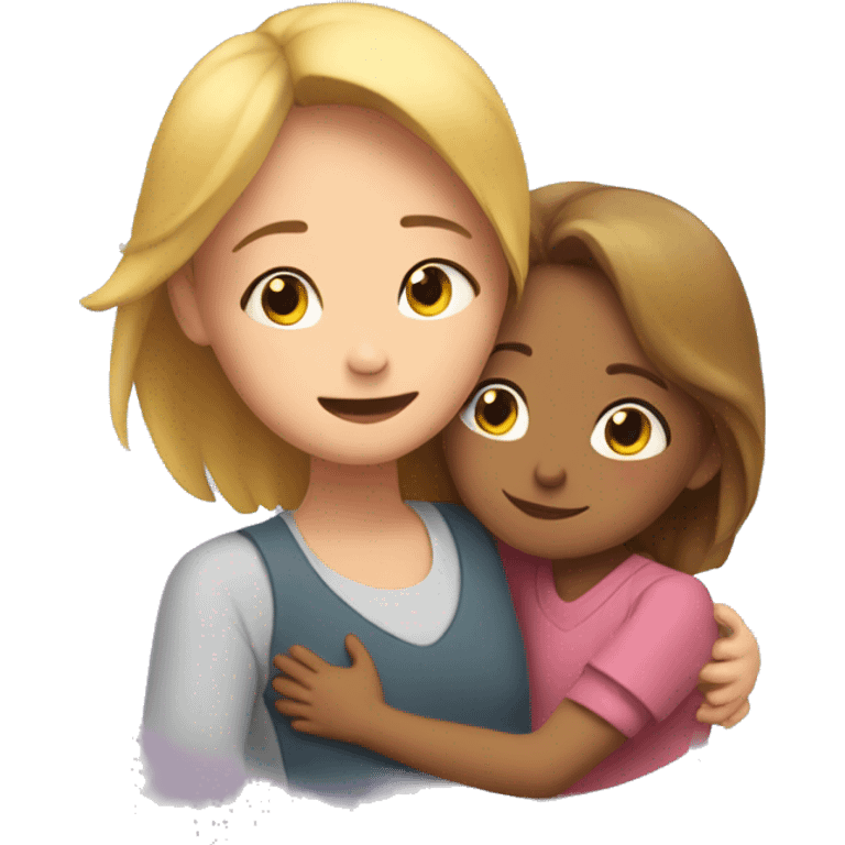 The girl hugs her mother emoji