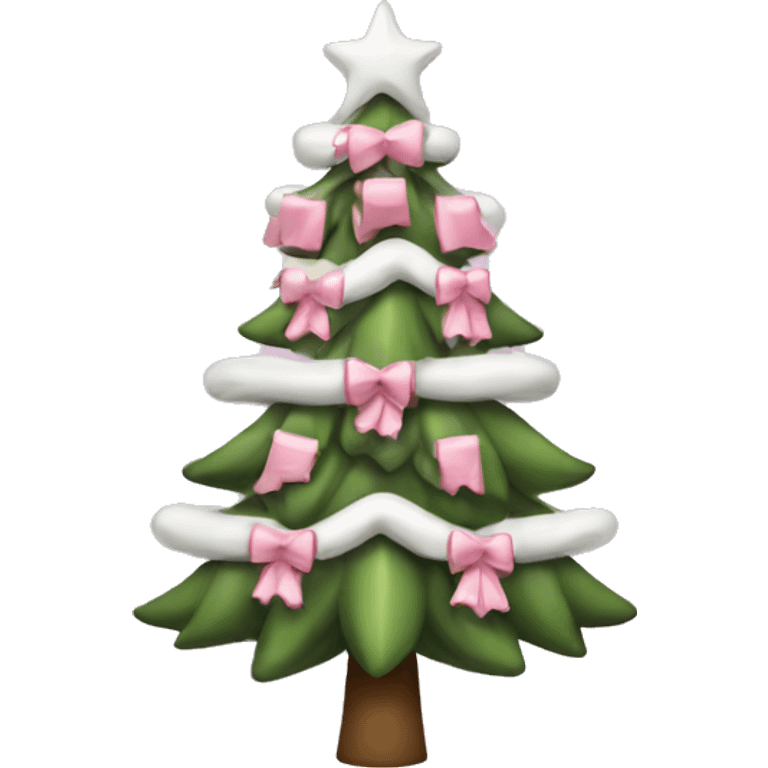 Christmas tree with small pink and white bows  emoji