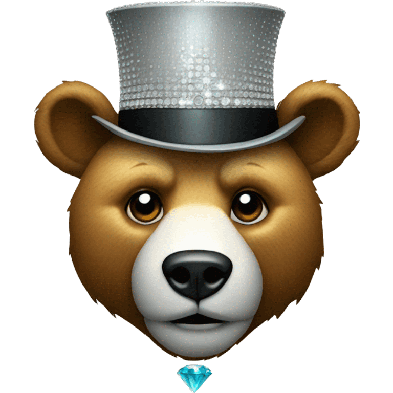 Bear head made out of diamond and wearing a top hat emoji