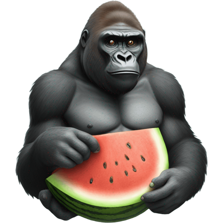 Gorilla holding a watermelon  emoji