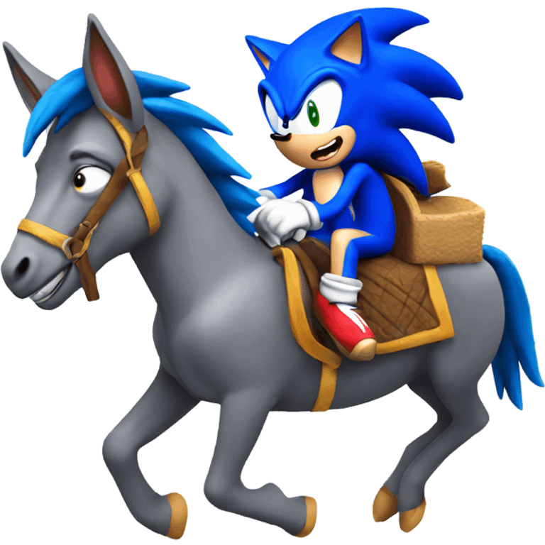 Sonic riding a donkey emoji