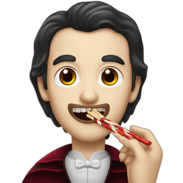 Dracula eating pocky sticks emoji