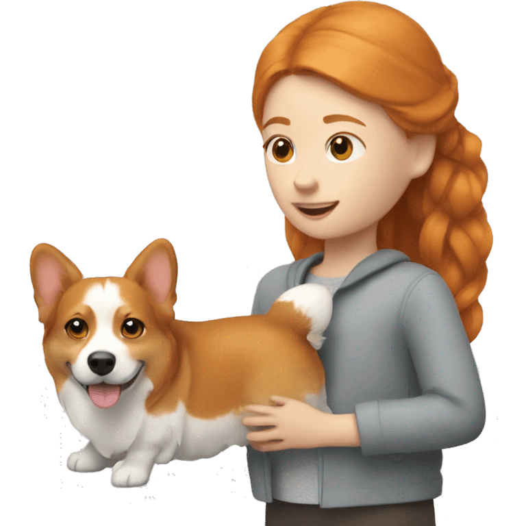 ginger girl with corgi dog emoji