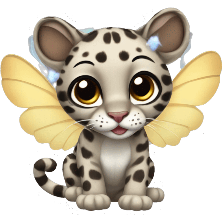 clouded leopard with fairy wings emoji