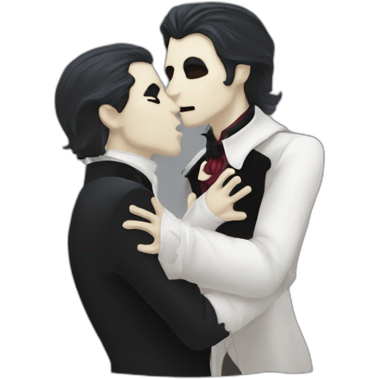 Very developed Male Ghost kissing Male vampire emoji