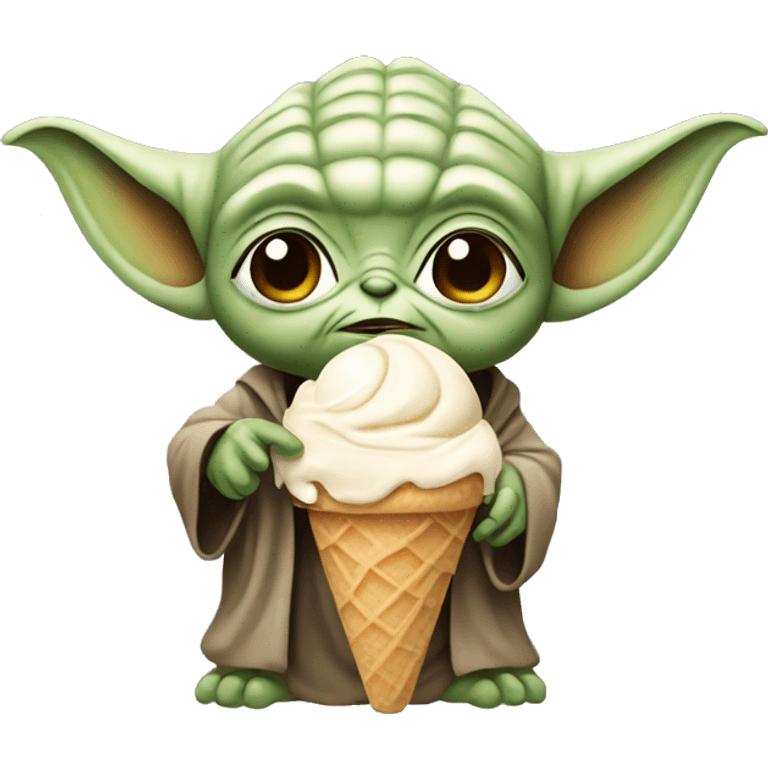 Yoda with ice cream emoji