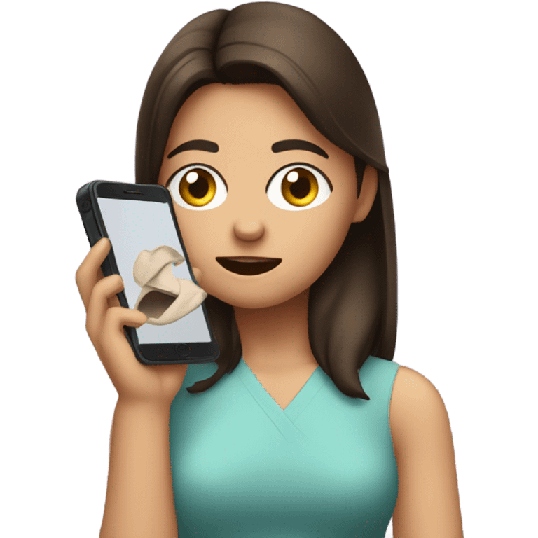 Brunette annoyed Girl calling emoji