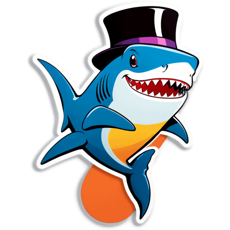 Shark with a top hat emoji