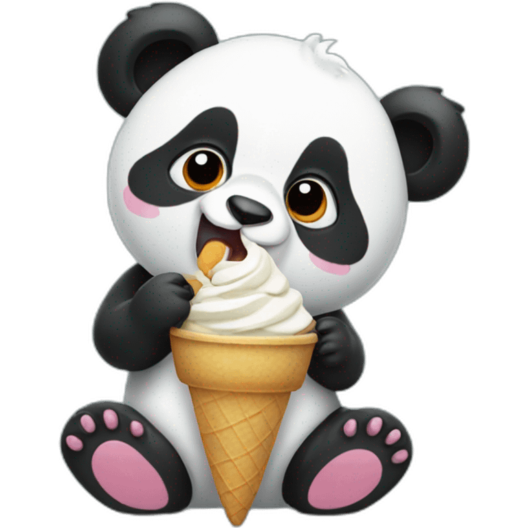 Panda eating ice cream emoji