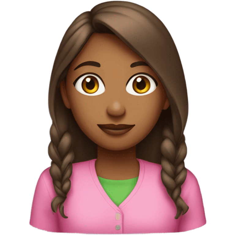 Brown girl wearing pink and green shirt that says “AKA” emoji