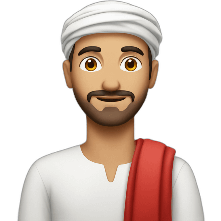 Arabic guy with red and right square like quatary emoji