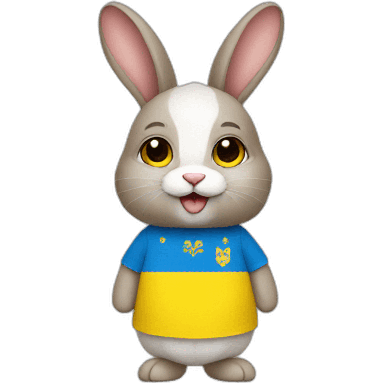 rabbit in a Ukrainian flag costume emoji