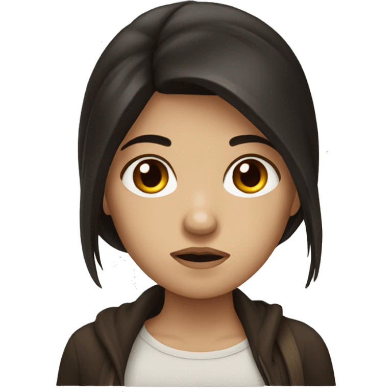 Girl with very dark and sad brown hair emoji