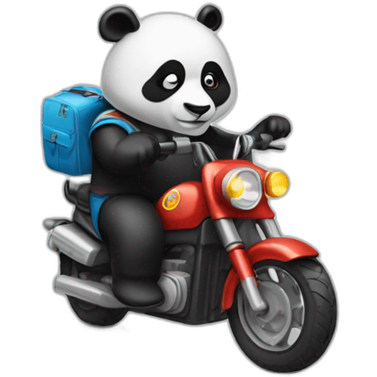 Un panda sur une moto emoji