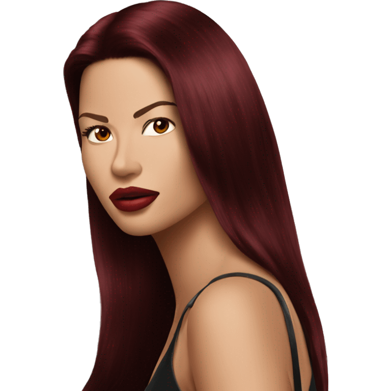 Adriana Lima with dark red hair emoji