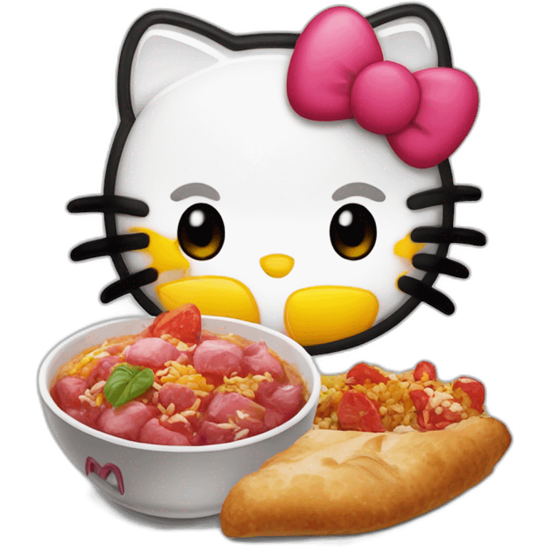 hello kitty in a bmw m5cs with turkish food emoji