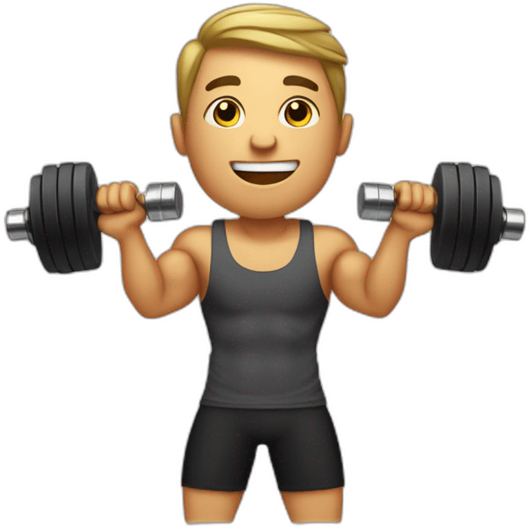 guy workout in gym with dumbell raises to the side emoji