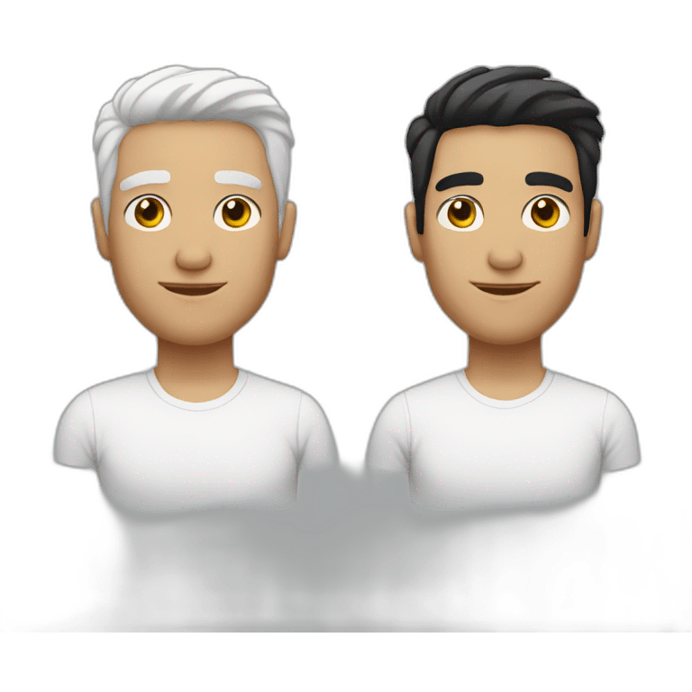 man with white and black hair with no beard and short hair emoji