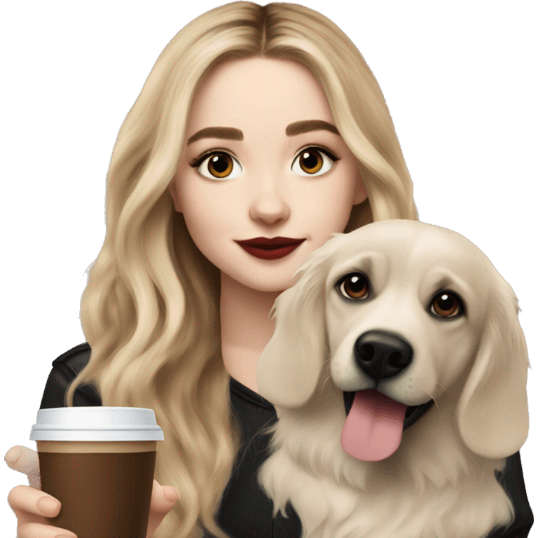 sabrina carpenter drinking a espresso with a dog emoji