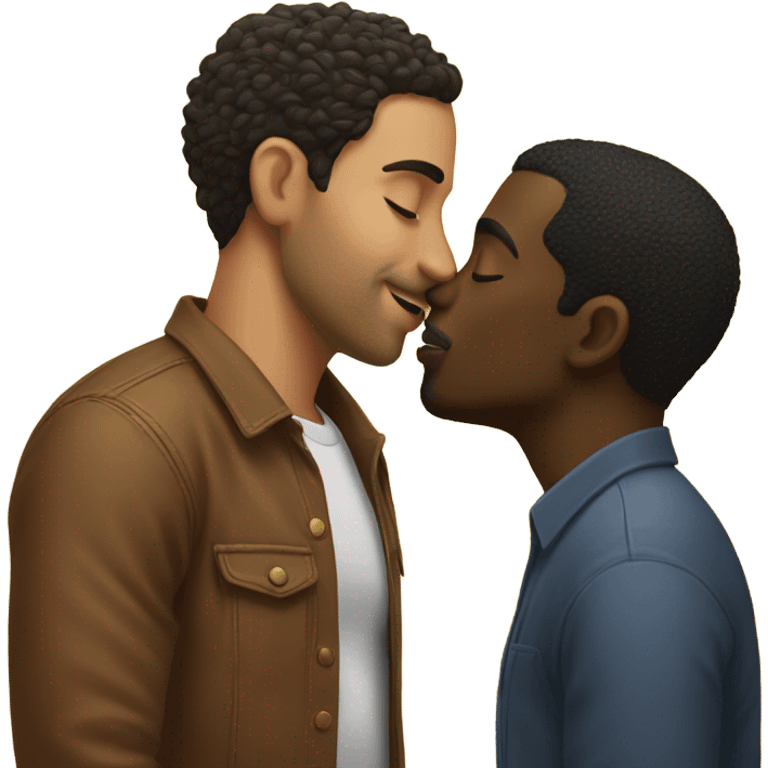 Latino guy and black guy kissing  emoji