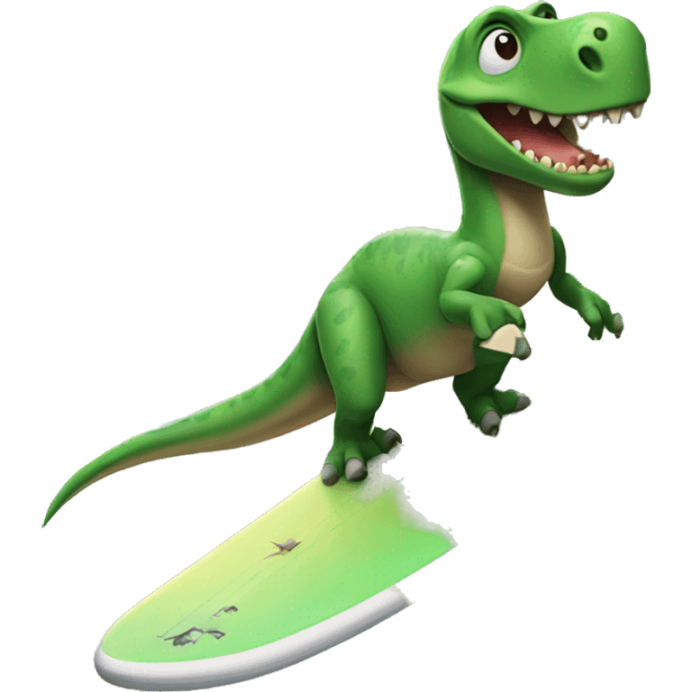 Dinosaur on a surfboard emoji