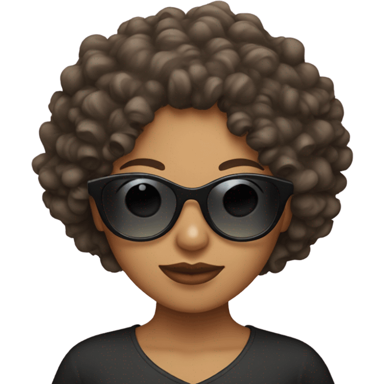 Curly haired girl with sunglasses emoji