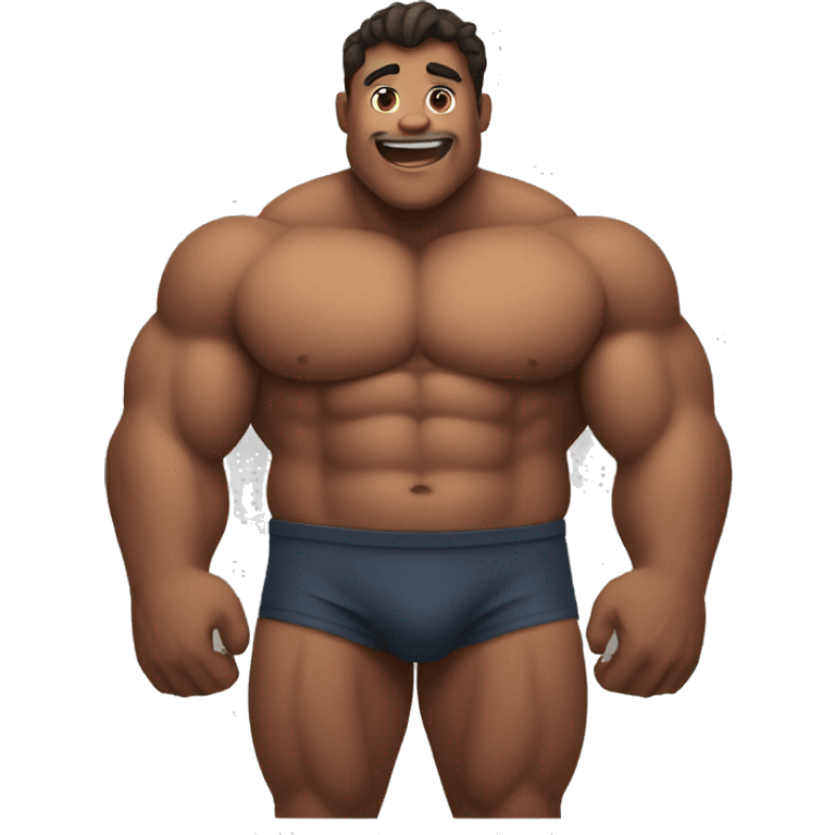 A muscular boy with a big belly emoji