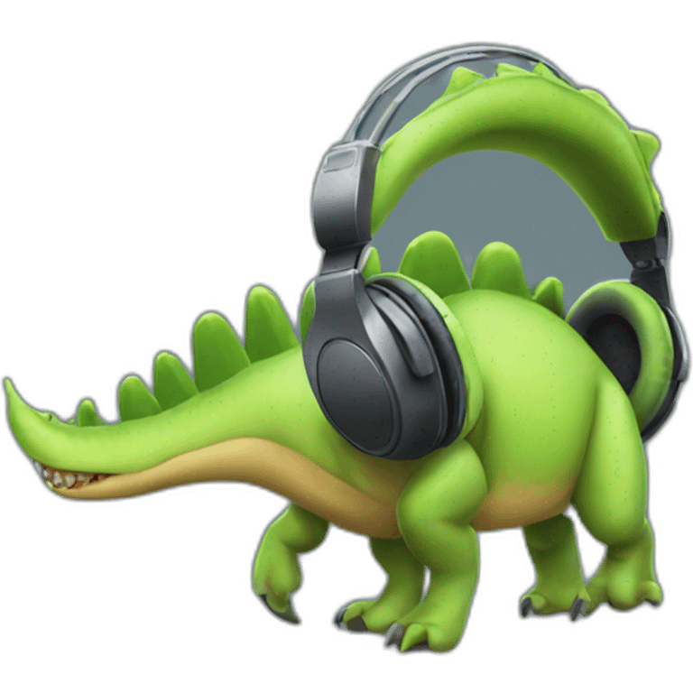 Headphones on dinosaur  emoji