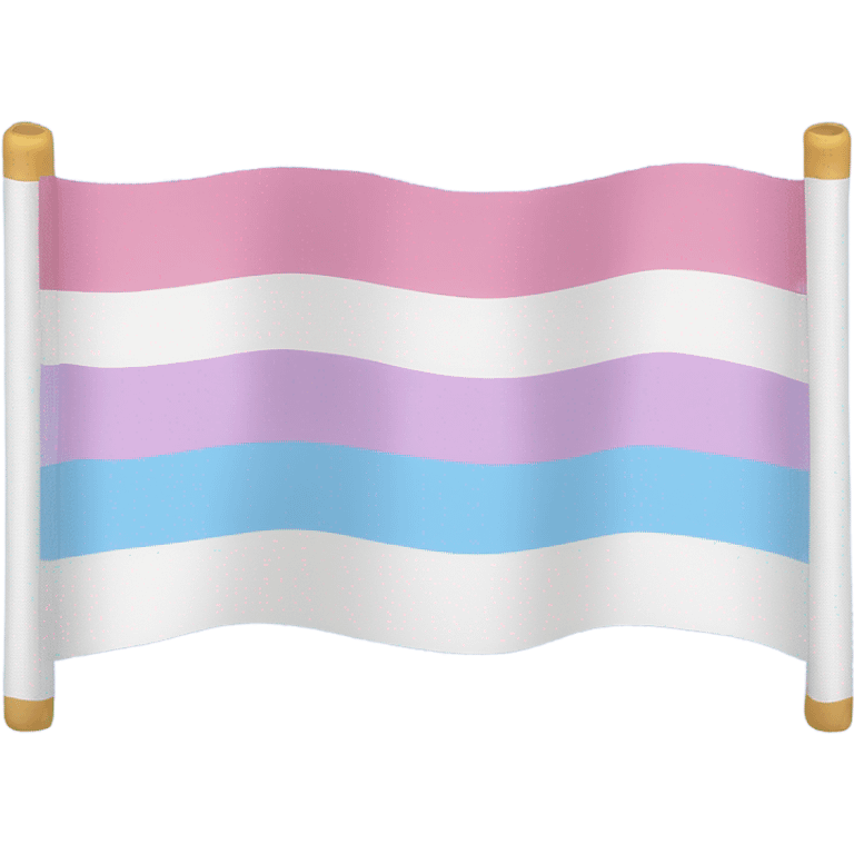 transgender pride flag with five horizontal stripes: light blue, pink, white, pink, and light blue emoji