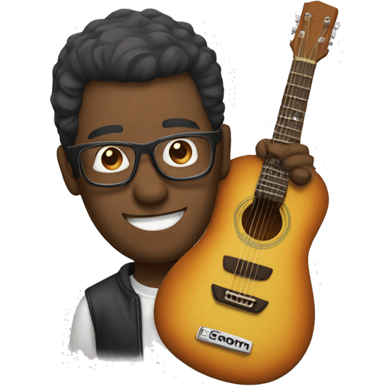 bespectacled man with guitar emoji