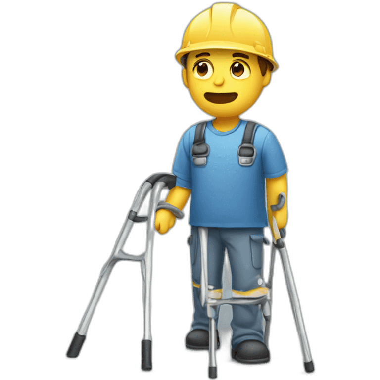 A sad worker on crutches emoji